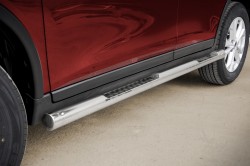 Stainless steel side bars with checker plate side steps Nissan X-Trail 2014 - 